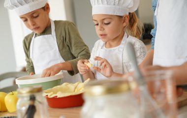 Kids In Cooking Class Workshop Preparing Apple Pie